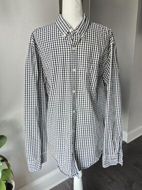 Levi’s Men’s XXL Gingham Button-Down Shirt – Navy & White – White Tab